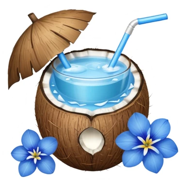 coconut drink with blue flowers sticker