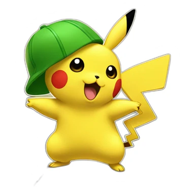 Picachu contre le mur vert sticker