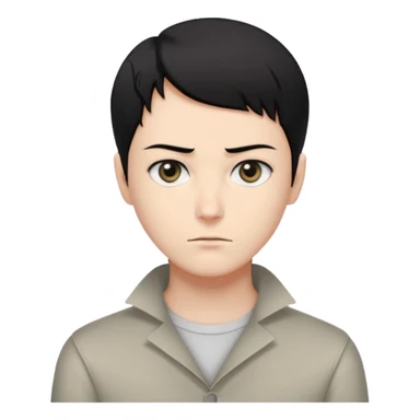 short black neat hair, sharp dull gray eyes, pale skin, serious expression, upright posture, minimal accessories, sharp and precise style. Levi Ackerman  sticker