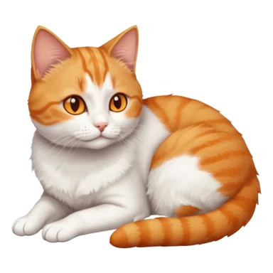 full body tiny short hair ginger and white cat with orange eyes lying down sticker