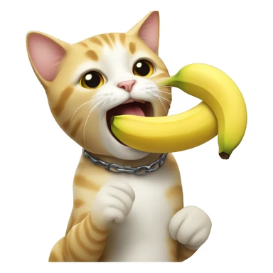 cat eating a banana  sticker
