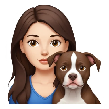 White girl with dark brown long hair with her pitbull dog sticker