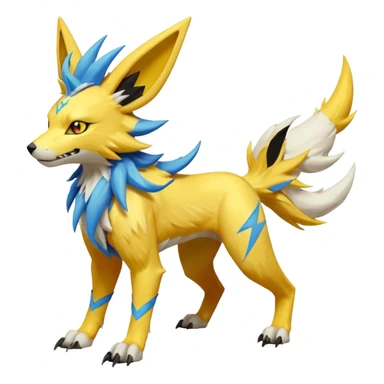 Feral Quadrupedal Digitigrade Electrike-Jolteon-Renamon-Zeraora-Vernid-Sergal-fusion-hybrid-creature, full body  sticker