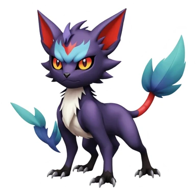 Edgy Cool Kawaii Litten-Noivern-Noibat-Absol-Pokémon Full Body sticker