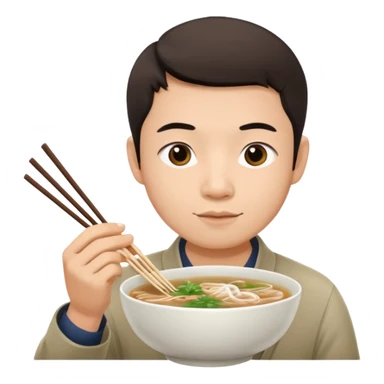 can you generate me a avatar of a male eating a bowl of pho? sticker