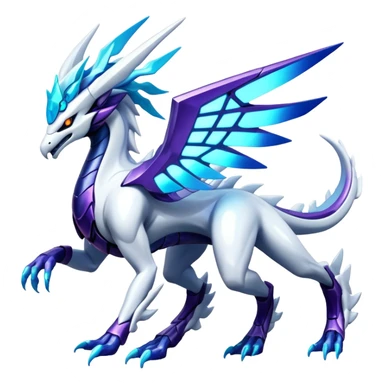 Colorful Futuristic Modern Epic Legendary Shiny Cyber-Suicune-Dialga-Reshiram-Creature, (full body) sticker