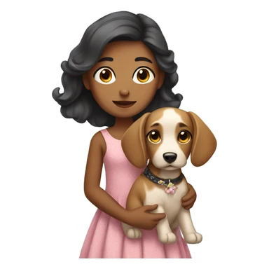 girl with dog in dress sticker