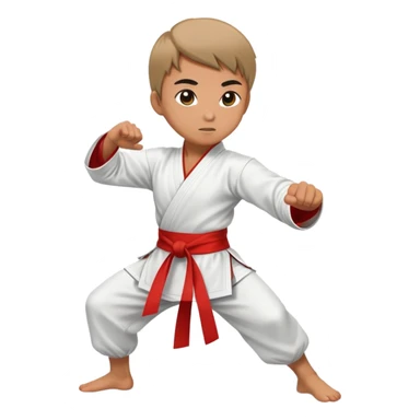 Martial artist in dynamic kung fu pose, wearing traditional loose outfit with sash sticker