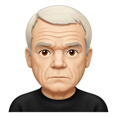 Milan Kundera with his serious, philosophical and literary personality suggested by his creases on his face, but not looking fragile nor aggressive sticker