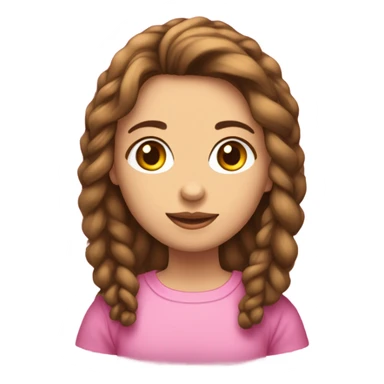 menina com cabelos cacheados castanhos e com um laço rosa e blusa b sticker