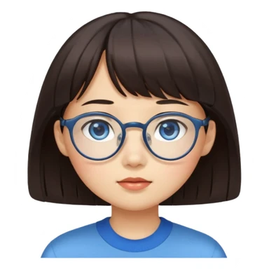 Asian girl with bangs and glasses with brunette blue eyed boy sticker