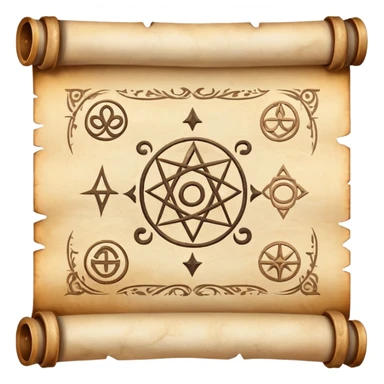 mystical scroll with ancient symbols sticker