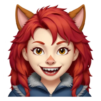 Werewolf red hair girl with a smile sticker