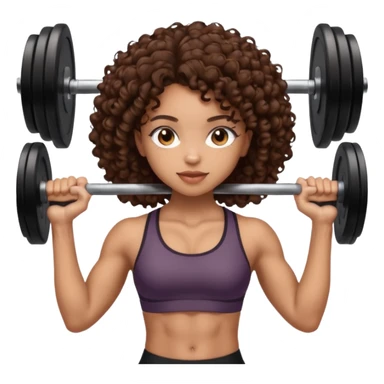 pretty lightskin girl with brown eyes and brown curly hair lifting weight sticker