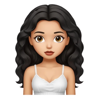 a pretty bratz tan girl with wavy black hair wearing a white cami top sticker