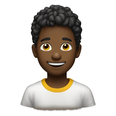 Niño contento negros y una remera de color mostaza y con un sonrisa  sticker