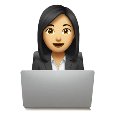 Asian girl in her office room on computer sticker