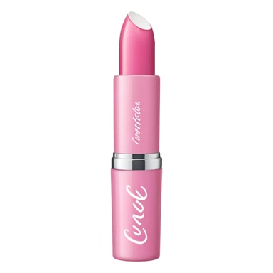 The image is of a pink lipstick from the brand Tarte. The lipstick is in a cylindrical tube with a white cap. The tube is made of plastic and has the brand name "Tarte" written in white cursive letters on the front. The cap is also pink and appears to be slightly open. The background is plain white. sticker