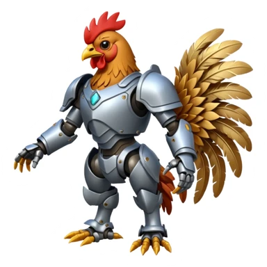Mecha battle chicken humanoid creature but more human than chicken sticker