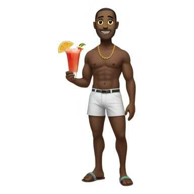 Man at beach with cocktail  sticker