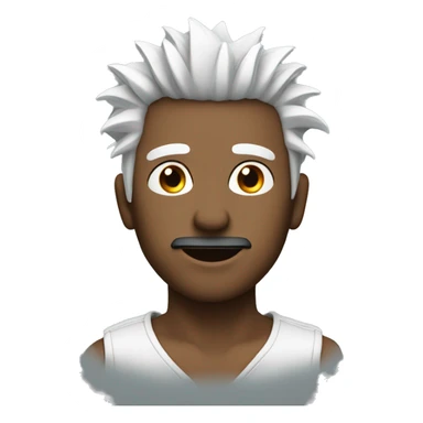 A Guy wearing blackbindold and has white spiky hair sticker