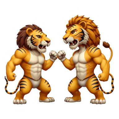 brutal battle between one lion and one tiger  sticker
