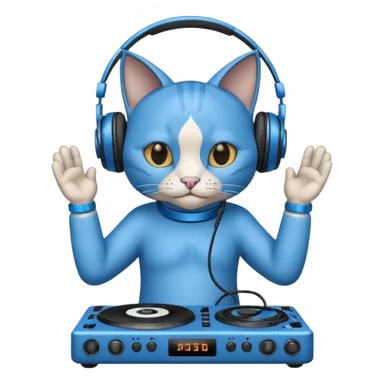 Blue cat dj sticker