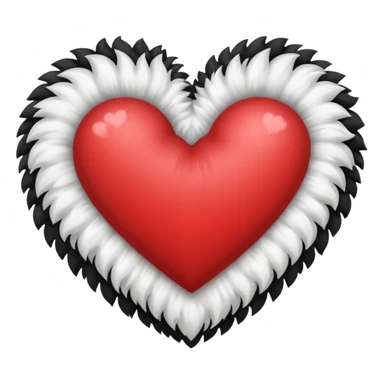 Half black half white fluffy heart sticker