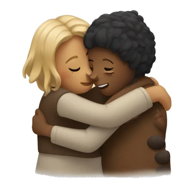 Two women hugging a bear sticker