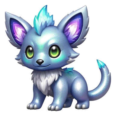 Shiny epic glittery iridescent silvery animal-fakemon-creature sticker