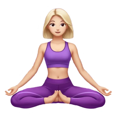 A woman in purple activewear lifting her hips in bridge pose, glowing light, gentle mandala pattern behind. sticker