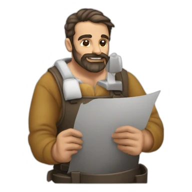 hombre gordo barba blanca pintando un cuadro sticker