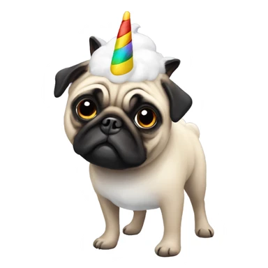 Pug unicorn costume sticker