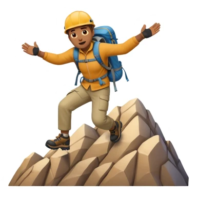 apple style emoji of a man falling from a mountain sticker