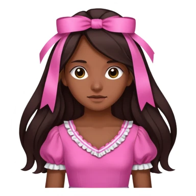 arikan, dark long hair whit pink ribbons. brown skin sticker