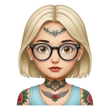 young girl with face tattoos wearing glasses sticker
