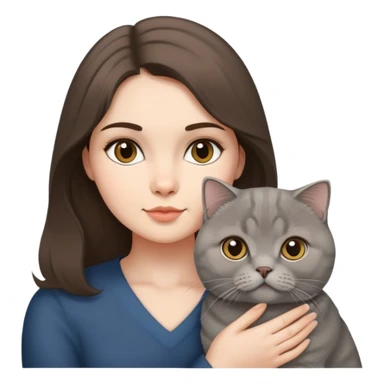 Grey scottish fold cat and brunette woman sticker