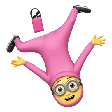 a pink minon doing a backflip  sticker