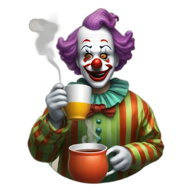 The clown drinks tea and smokes sticker