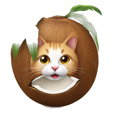 Coconut with a cat inside sticker
