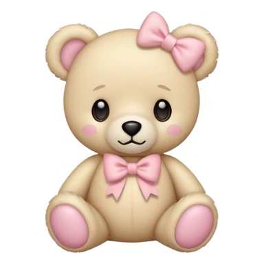cream colored teddy bear with pastel pink bow sticker