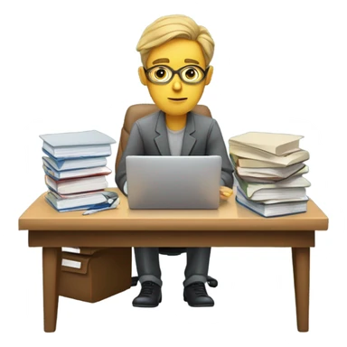 a researcher writing a paper sticker