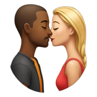 kissing mix couple sticker