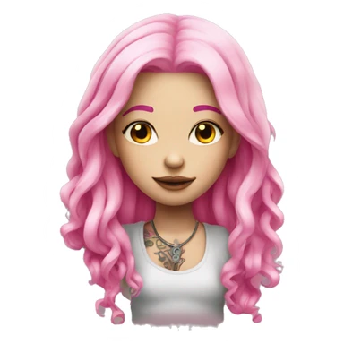 Pale girl with long neon pink hair tattoos sticker