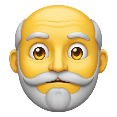 smug and greedy yellow emoji with a thin gray beard sticker