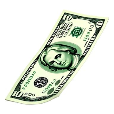 3D realistic US 100 dollar bill sticker, slight perspective, centered, clean cutout, transparent background, no text, no watermark sticker