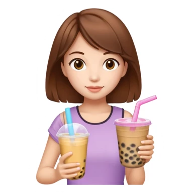 brown hair girl carrying bubble tea in summer sticker