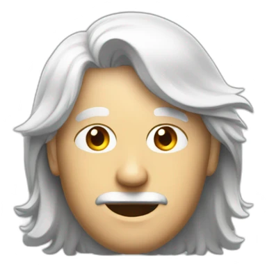 Man with a mid long withe hair with a pencilin his habd sticker