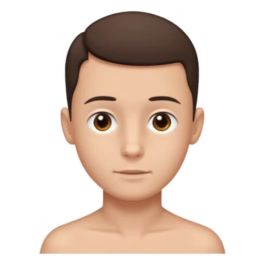 a brunette boy with no hair sticker