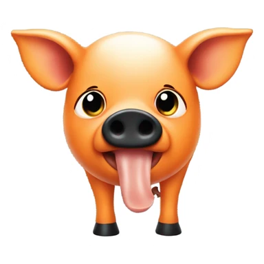 Orange pig with black patches eating corn sticker